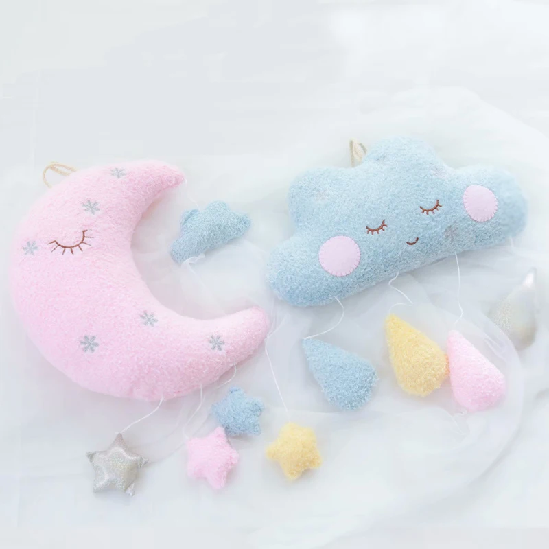 

Moon Clouds and raindrops Plush Pillow Children Room Decoration Photography Props Plush Stuffed Doll Toy Birthday Christmas Gift