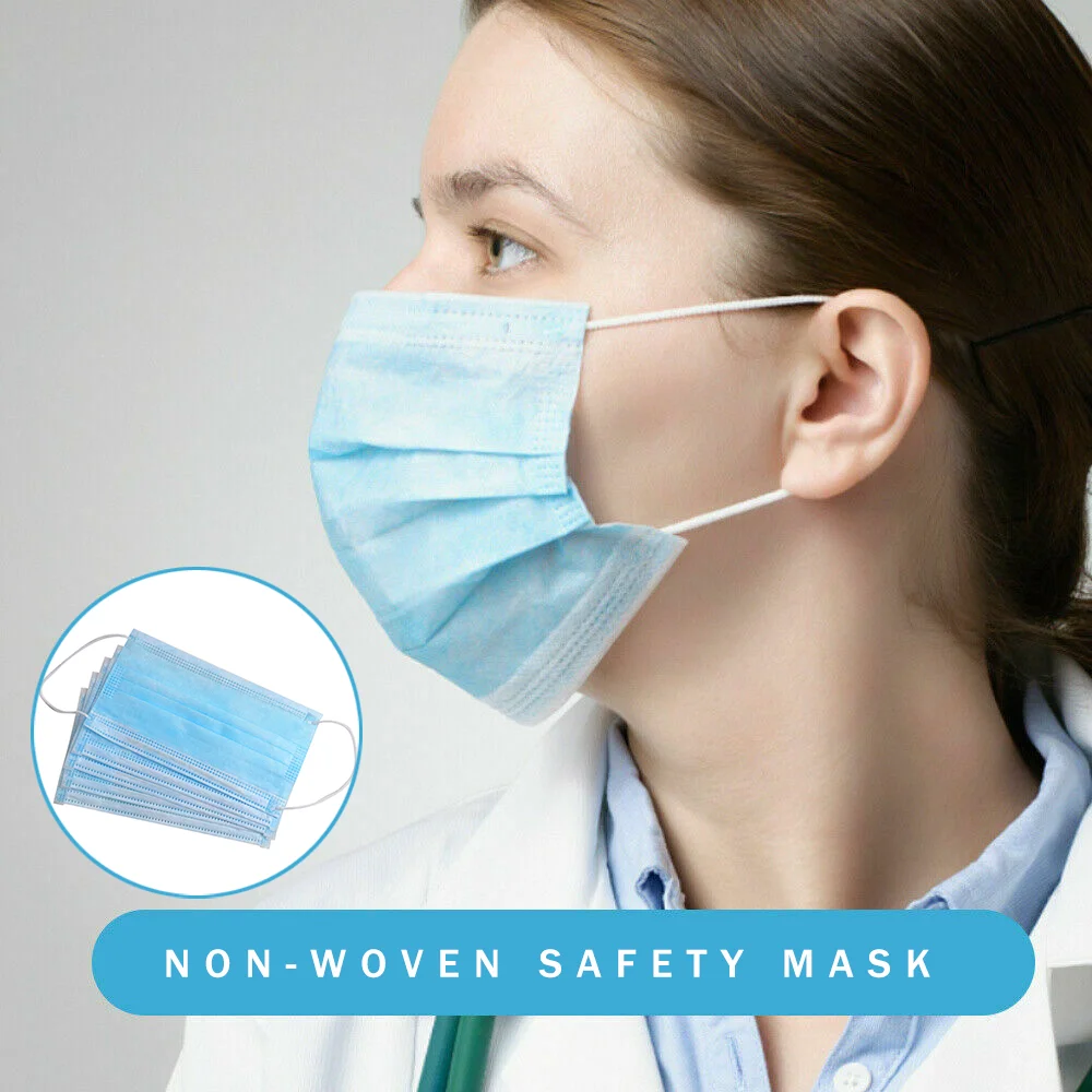 

50/100 Pcs Non Woven Disposable Face Mask 3 Layer Hanging Ear Dust Filter Safety Elastic Facial Dust-Proof Safety Masks