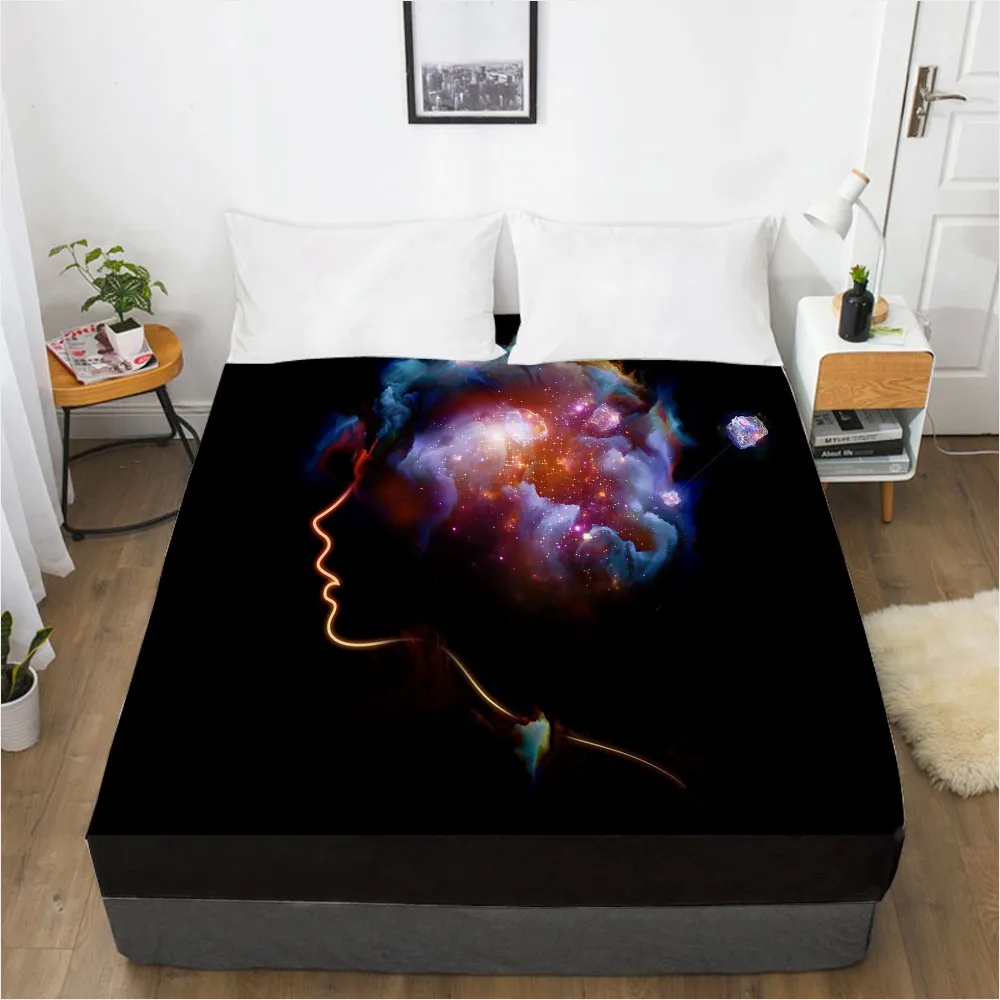 

3D HD Fitted Sheet 160x200/150x200/200x220,Bed Sheets On Elastic Band Bed,Mattress Cover.Bed Linen Cartoon Colorful Brainstorm