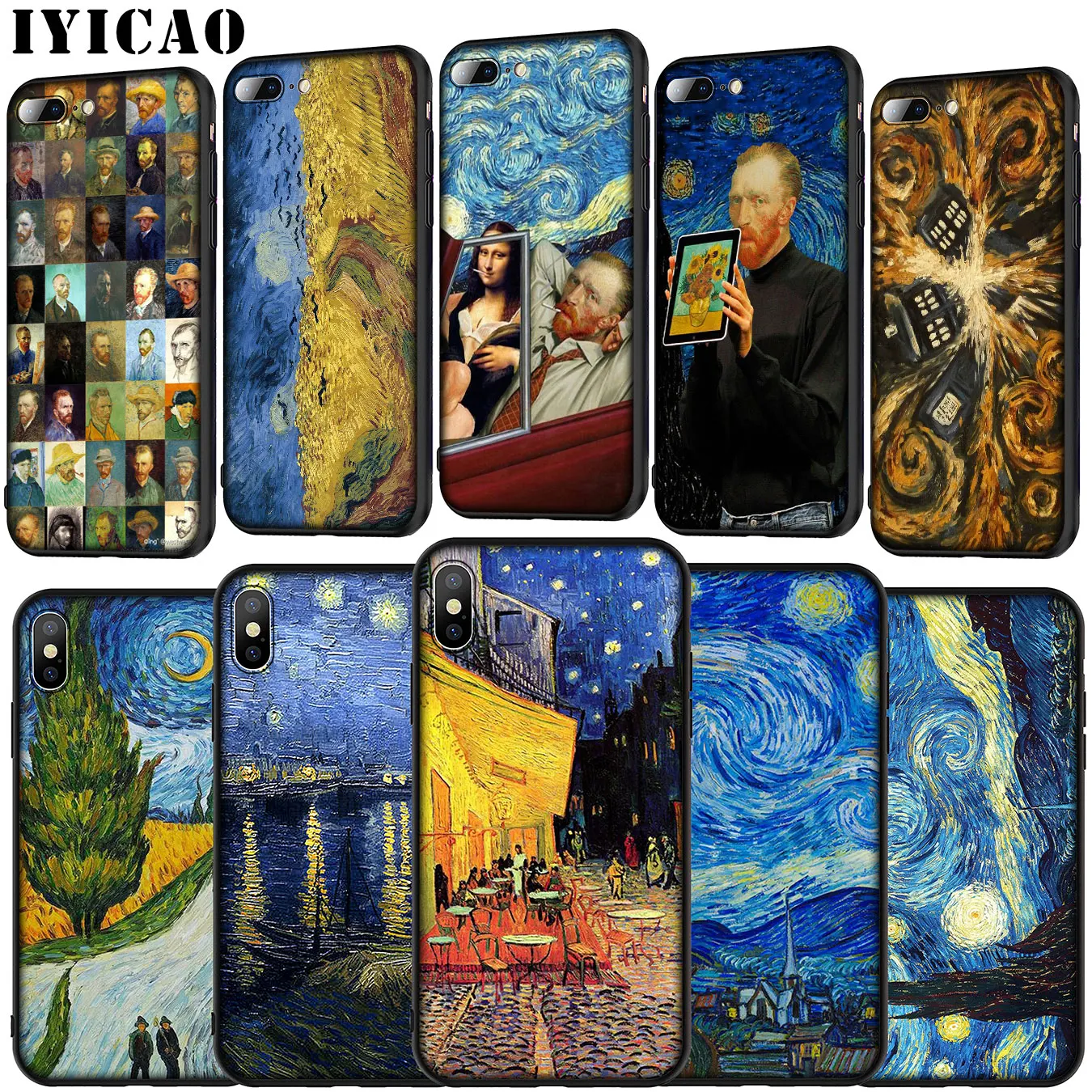 Мягкий силиконовый чехол Van Gogh Tardis для iPhone 11 Pro XR X XS Max 6 6S 7 8 Plus 5 5S SE |