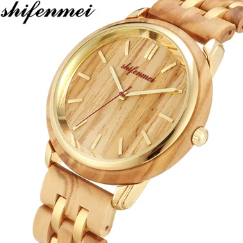 

Shifenmei Mens Watch Wooden Couple Watches for Lovers Casual Men Luxury Sport Military Quartz Watches in Wood Gifts for Lovers