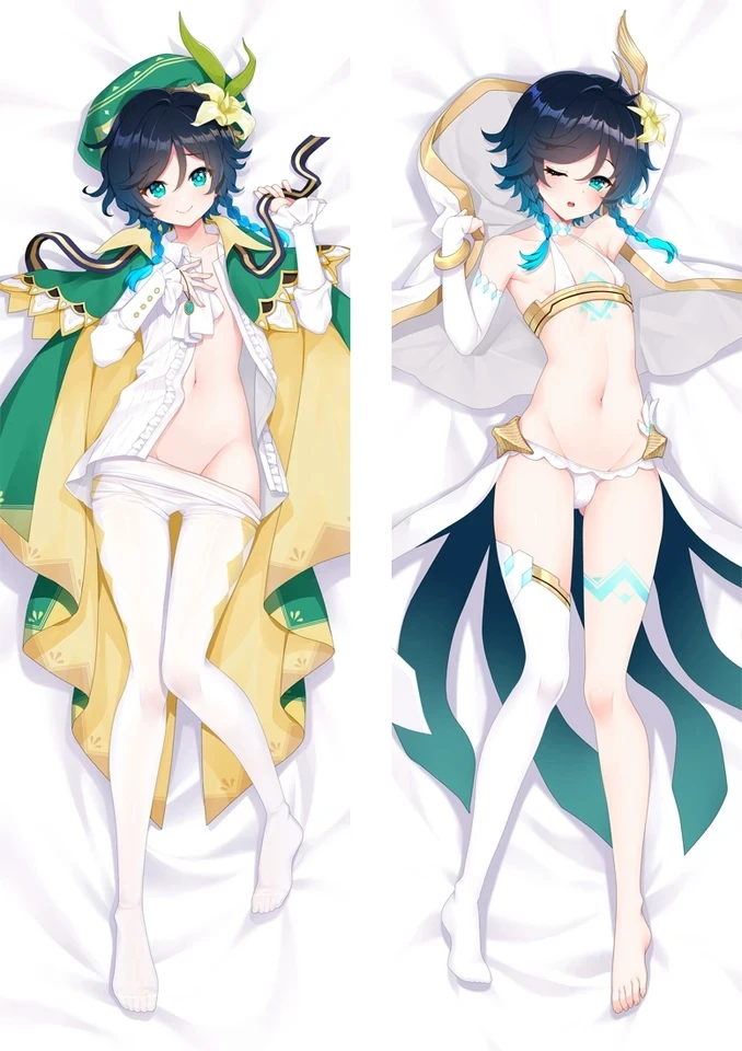 Двусторонняя наволочка Dakimakura Anime venti (genshin impact) с принтом в натуральную величину |