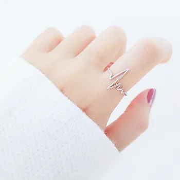 

Real 925 Sterling Silver Jewelry Geometric Lines Rings for Women Wedding Finger Open Ring Anillos Anelli