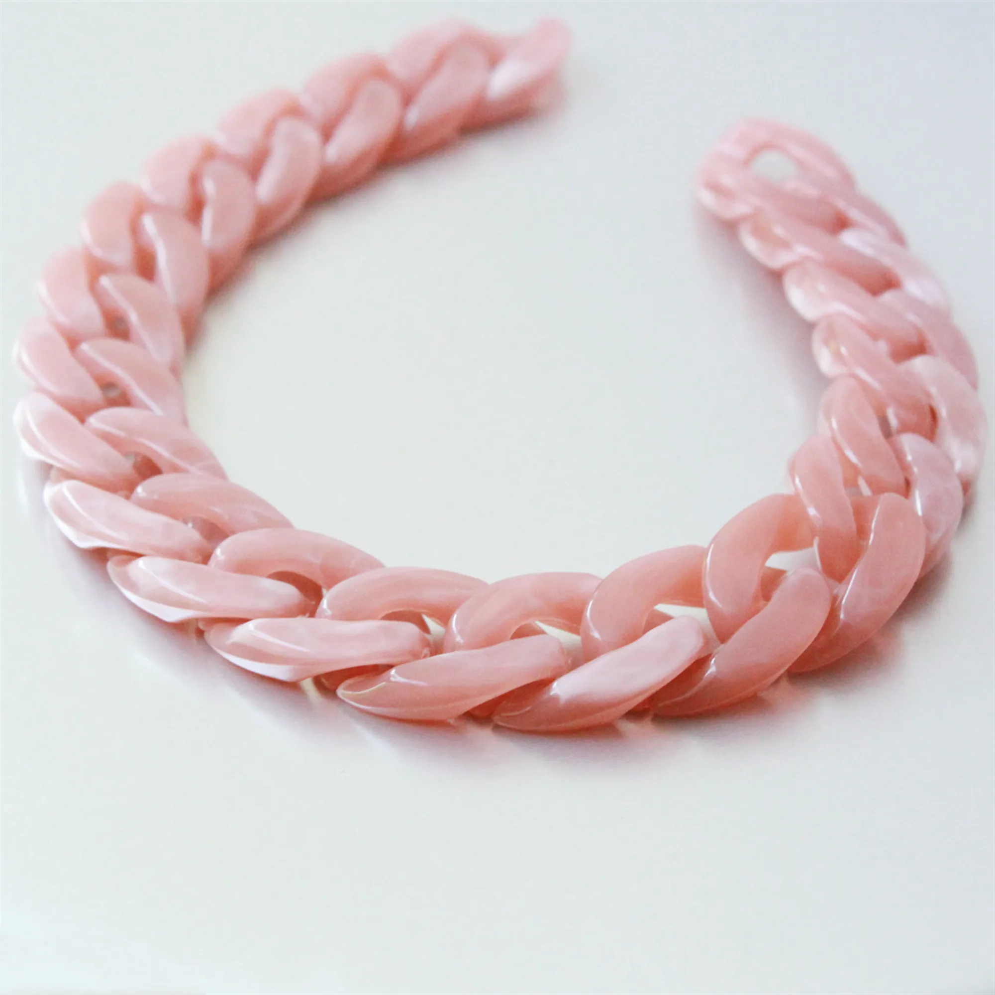 

80pcs Marble Peach Acrylic Curb Chain Links,Plastic Curb Chain Links, Open Link per Size 23mmx16mm