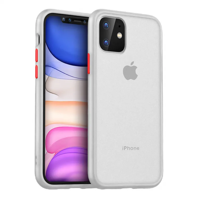 

Transparent Anti-shock Frame Matt Case for Apple iPhone 11 Pro Max X XS Max XR 6 7 8 Plus Contrasted Color Series Designed Cover