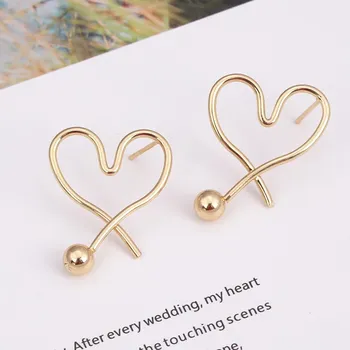 

European Hollow Round Heart Knot Earrings Irregular Geometric Metal Line Earrings Women Statement Earrings ZA Modern Art Design