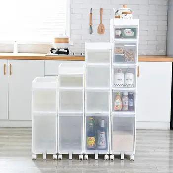 

22CM kitchen quilted storage rack drawer type slot storage rack plastic multi-layer floor pulley storage cabinet angle frame