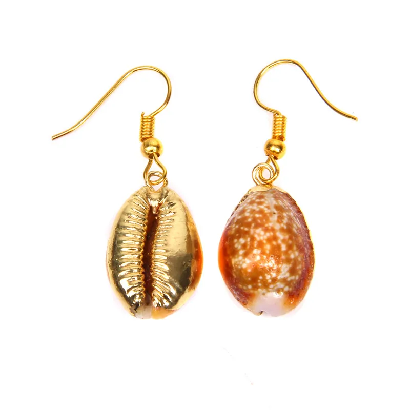

Natural Shell Earrings Women Gold Silver Statement Irregular Conch Shell Pendant Earrings Hawaii Cowrie Dangle Earrings Jewelry