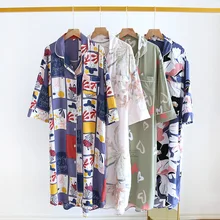 Pijama Feminino Com Robe Spring/summer Thin Cardigan Silk Robe Set Women New Fashion Camicia Da Notte Donna Parto Con Bottoni
