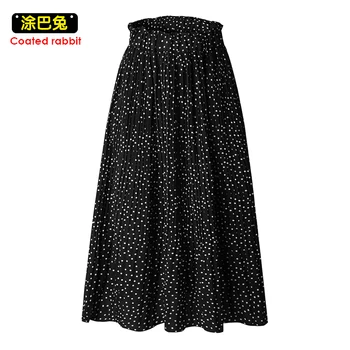 

CR 2020 Autumn New-Coming Women Skirts Polka Dot A-line Mid-Calf Skirts High Street European Style High Quality Skirts