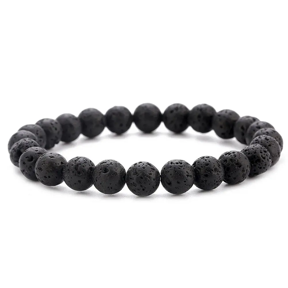 Beaded Bracelet 8mm Natural Stone Lava Tiger Eye Black Onyx Matte Healing Beads Bangle Stretch Charm Yoga For Women Men Jewelry - Image 4