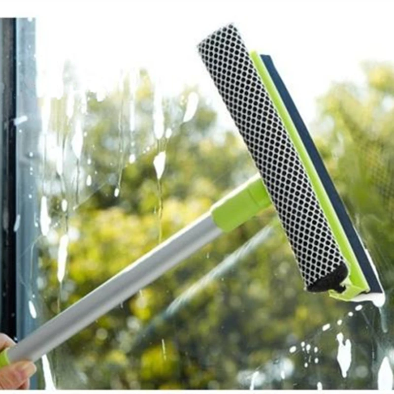 Long Handle Window Scraper Glass Cleaning Brush Soft Sponge Cleaner Bathroom Wiper Car Windows Washing Home Cleaning Tool
