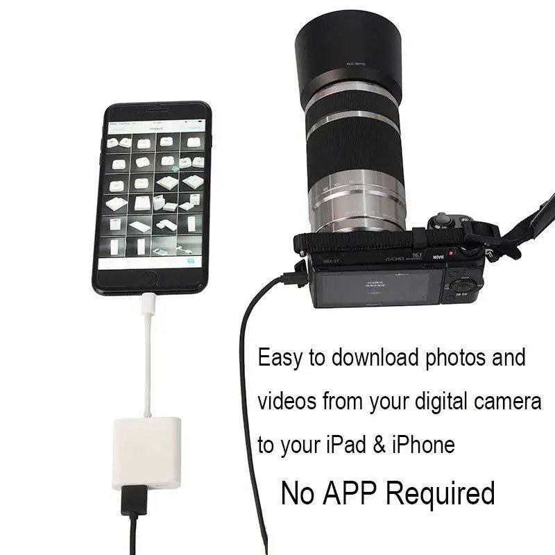 Адаптер для камеры Lightning/USB для iphone MIDI с поддержкой зарядки IOS11 подходит для iphone X 8 8 plus 7 Plus