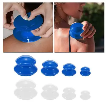 

4pcs Silicone Massage Cup Set Massage Suction Cup Set Vacuum Neck Health Therapy Care Face Cup Massager Body Body S0G6