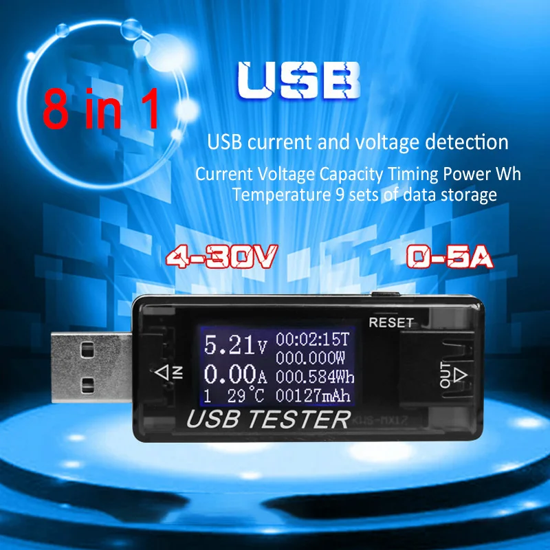 8В1 QC2.0/3,0 4-30 в USB тестер мощности тестер напряжения измеритель тока зарядка мобильного телефона защита для монитора вольтметр