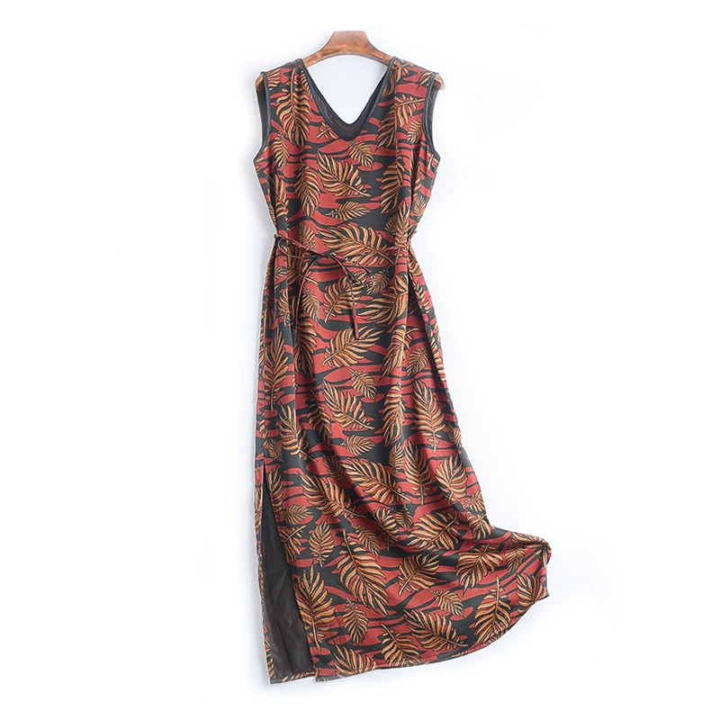 Женское летнее шелковое платье с v образным вырезом и цветочным принтом 100%