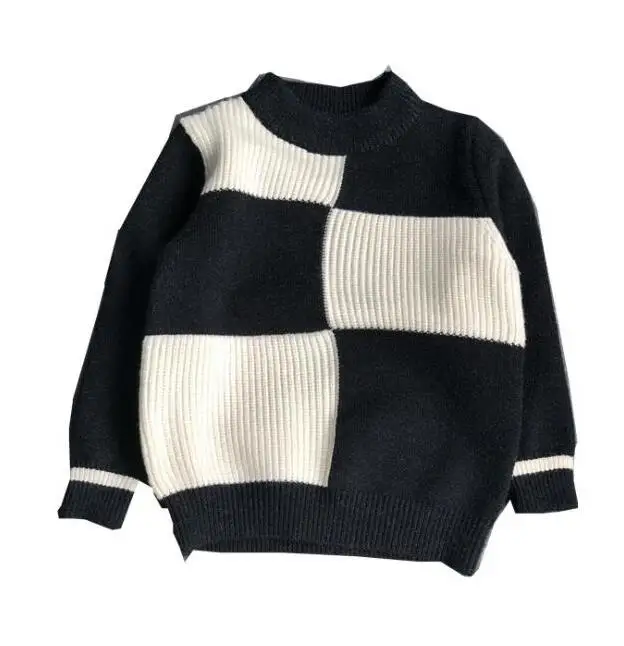 Knitting sweater Осенне-зимний спортивный костюм для маленьких мальчиков комплект детской одежды из 3 предметов вязаный свитер+ рубашка+ джинсы комплект повседневной одежды для мальчиков 2-6Y - Color: Knitting sweater