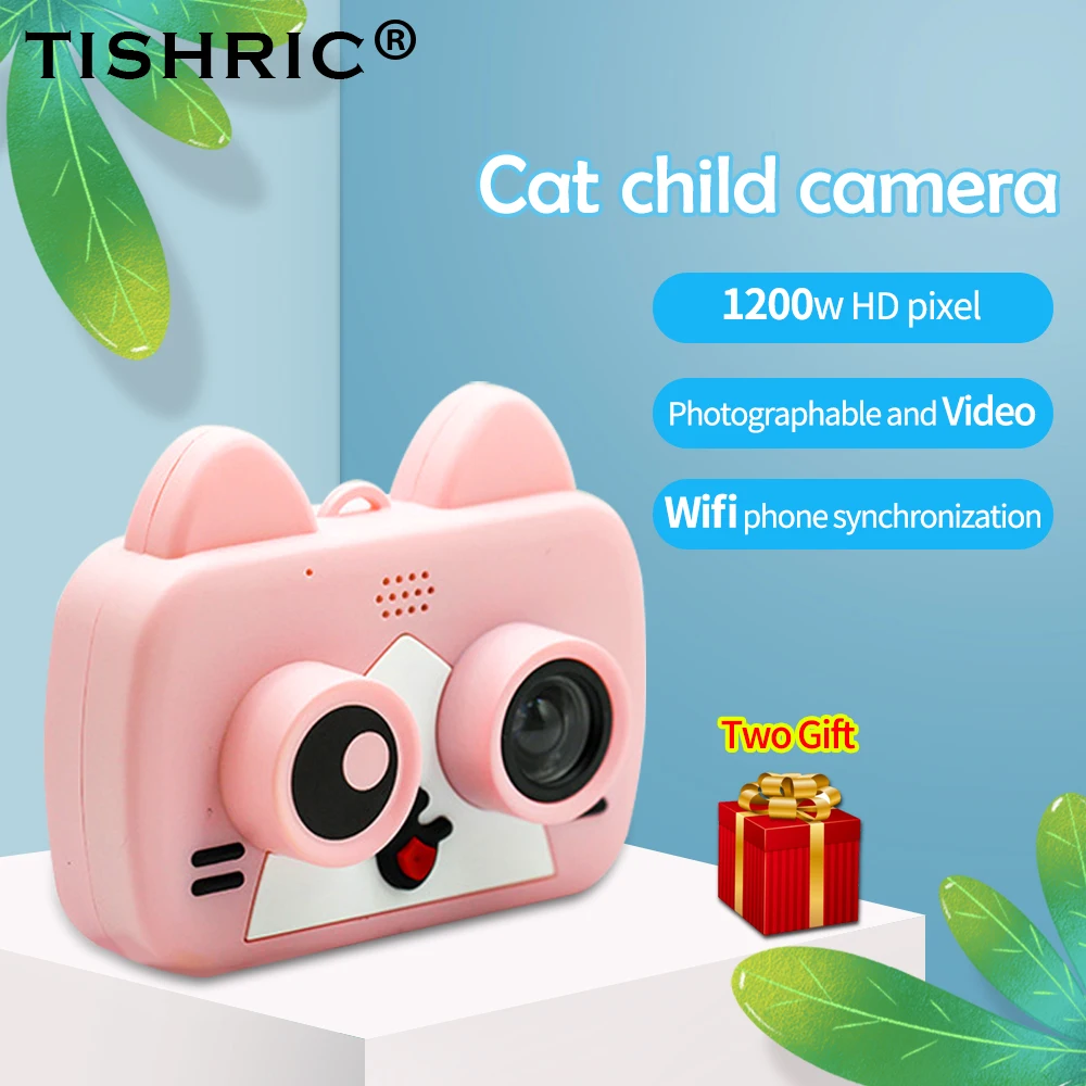 Детская мини камера TISHRIC 1200 Вт Wi Fi цифровая фотокамера с милым котом для детей