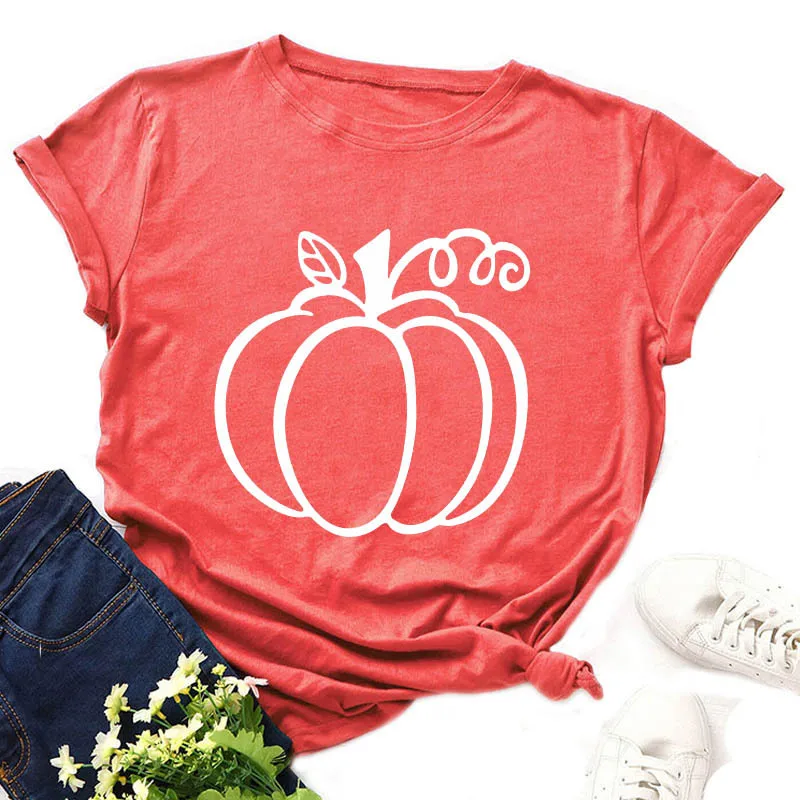 

Pumpkin Shirt for Girls Cute Thanksgiving Pumpkin Shirt for Women T Shirts Simple Plant Cotton Women T-shirt Ariana Grande Shirt