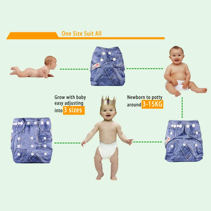 9pcs/set Baby Washable Reusable Real Cloth Pocket Nappy Cover Wrap 9 Nappies/Diapers And 0 Inserts In One Set cloth diapers