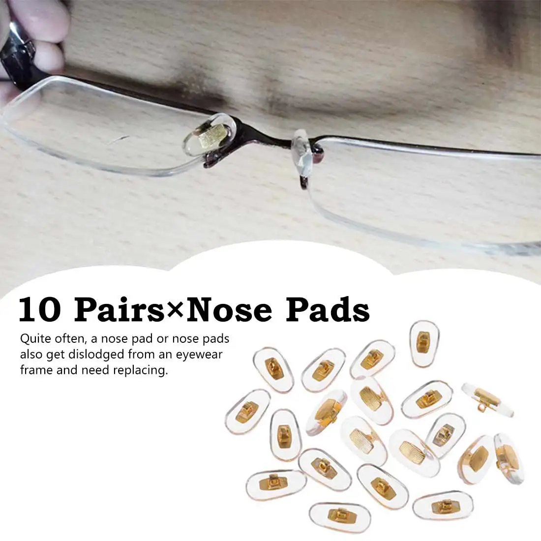 Hot New 10 Pairs/Lot Golden PVC Glasses Anti Slip Aluminum Conductor Silver Nose Pads for Men Women High Quality