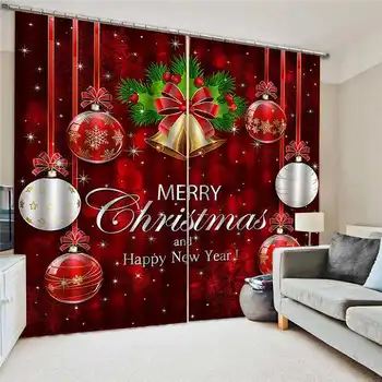 

New Santa Clause Snowman Reindeer Christmas Window Curtain New Year Christmas Decorations Curtains For Living Room Bedroom Decor