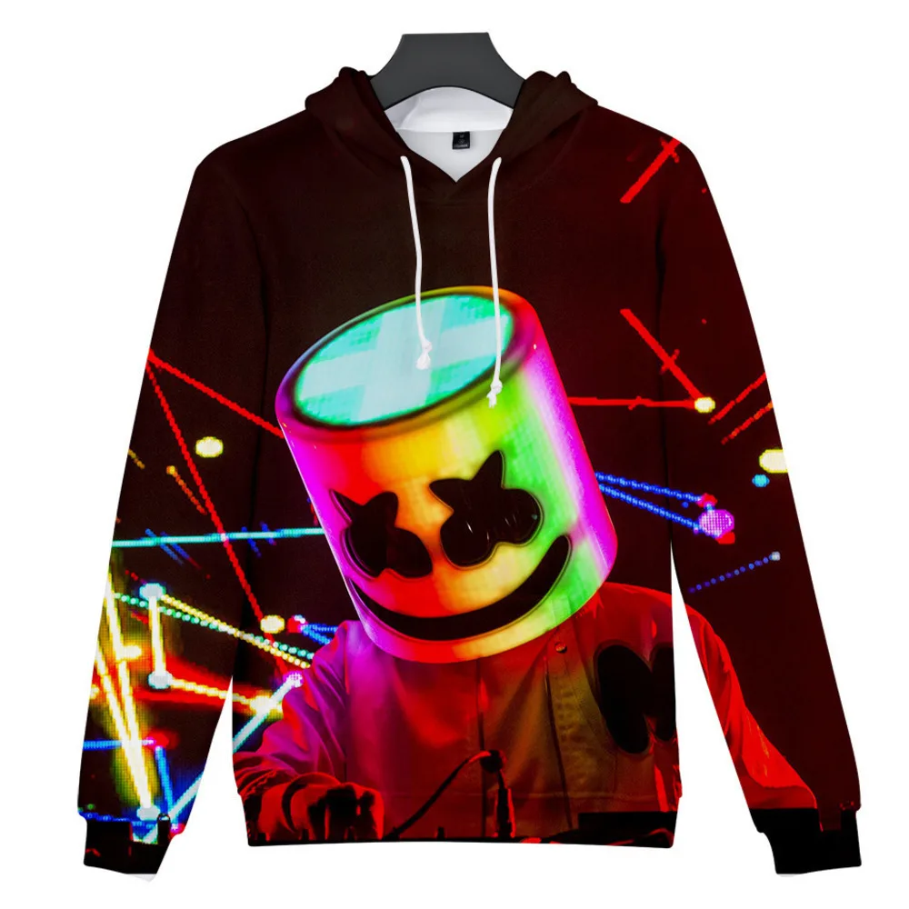 Взрослый Новый 2019 Marshmello костюм Dj Свитшот Marshmallow 3D цифровой печати свитшот с