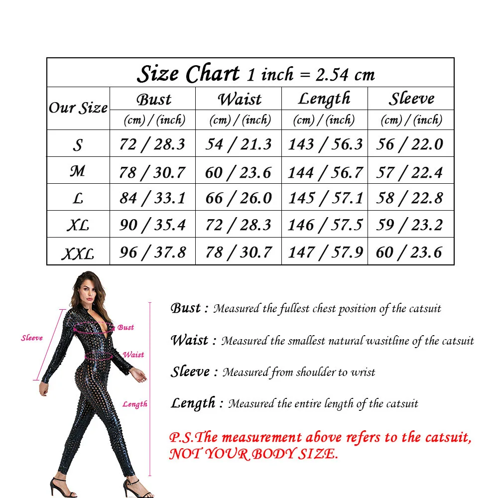 Shiny Metallic Catsuit Latex Faux Leather Jumpsuit Body Suit Leotard Bodycon Clubwear Bar Pole Dance Costume Wet Look Bodysuit (50)