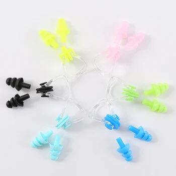 

Swimming Pool Accessories Soft Silicone Swimming Nose Clips + 2 Earplugs Set Home Use Outdoor Pool Surfing Tools for Baby