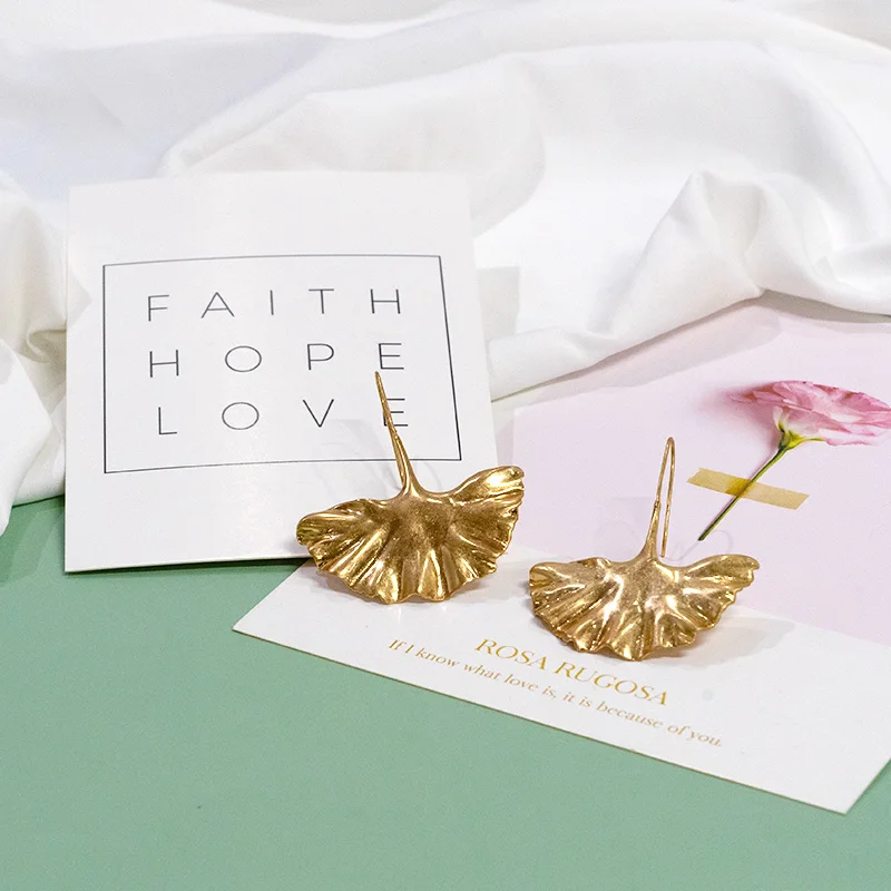 Simple Gold Color Metal Leaf Drop Earrings For Women 2021 Bohemian Large Dangle Earring Big Alloy Pendant Drop Earrings Punk - Image 4