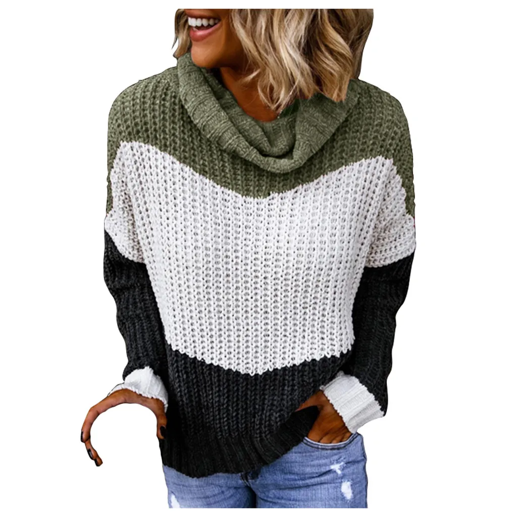 MISSOMO свободный зимний женский свитер, повседневный вязаный свитер с круглым вырезом и длинным рукавом, топы, пуловеры, свитера, женские свитера - Цвет: AG