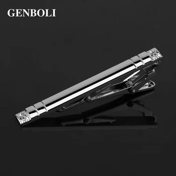 

GENBOLI Korean Styles Gentleman Classical Stainless Steel Standard Silver Tie Clip Clasp Bars Pins Business Drop Shipping Hot