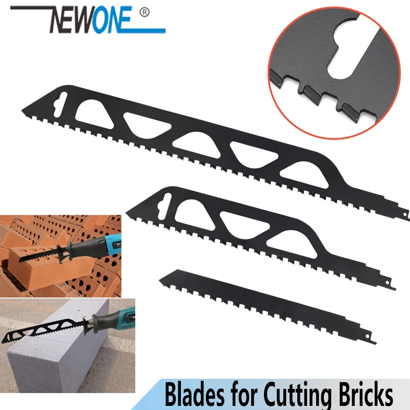 NEWONE Reciprocating Saw Blade Cutting Red/Grey Brick and Stone, Hand