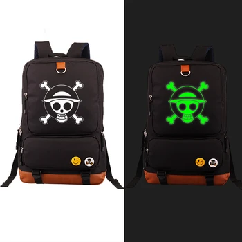 

High Quality Anime One Piece Luffy Chopper Skull Luminous Printing Canvas Travel Bag school bags for teenagers Mochila Feminina