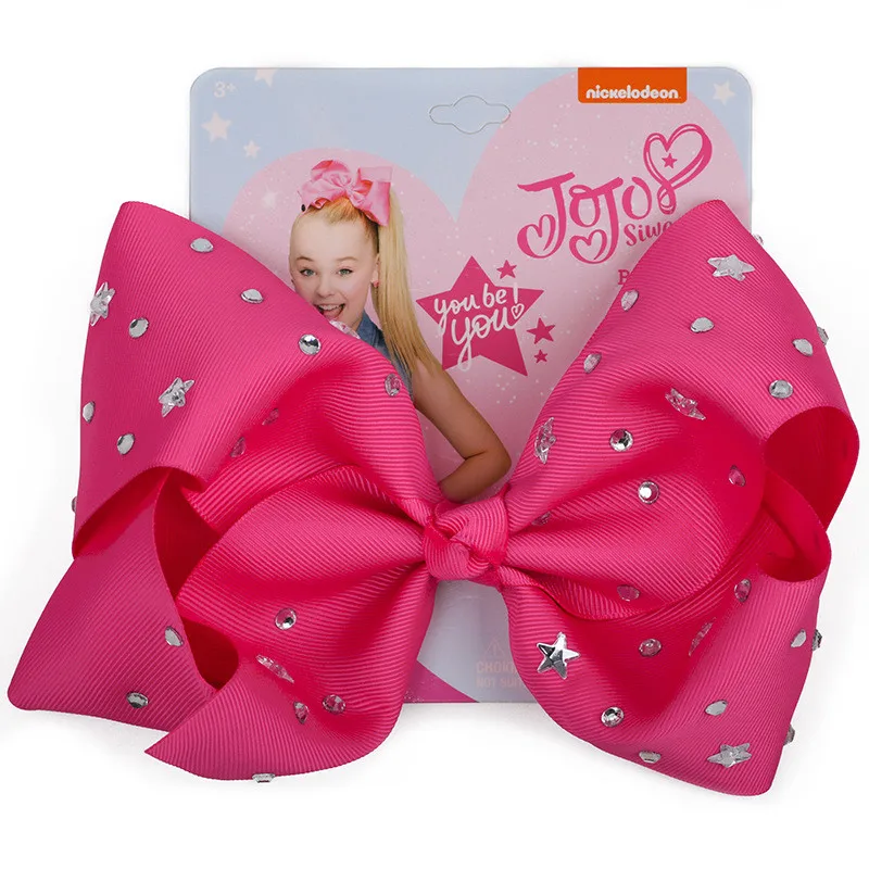 11 8 дюймов Jojo Siwa большая заколка для волос банты ручной работы шпилька Стразы Лента бант звезда заколки модные аксессуары для волос для девочек - Цвет: 11