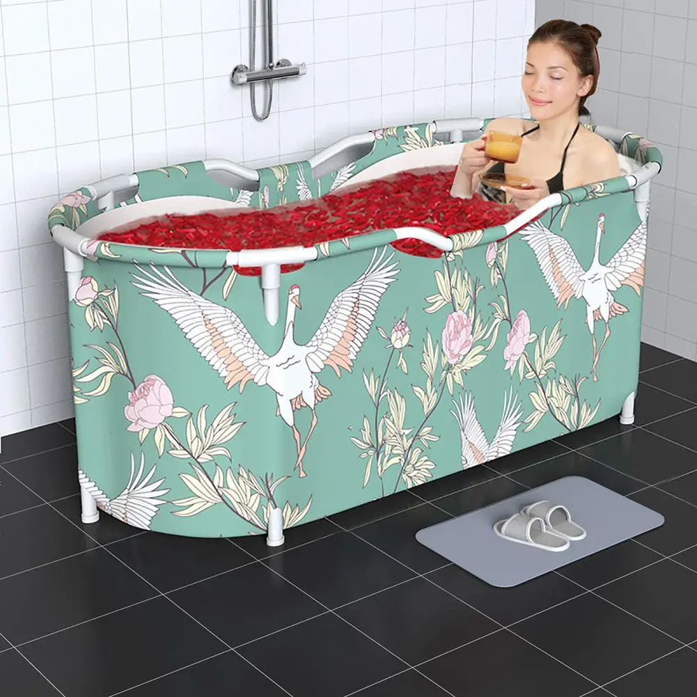 Adult Bathtub Portable Shower Household Large Folding Water Spa Bath Tub Black 