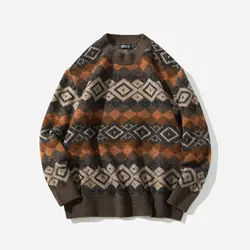 Племени Стиль Мужской пуловер, свитер верхняя одежда с геометрическим узором