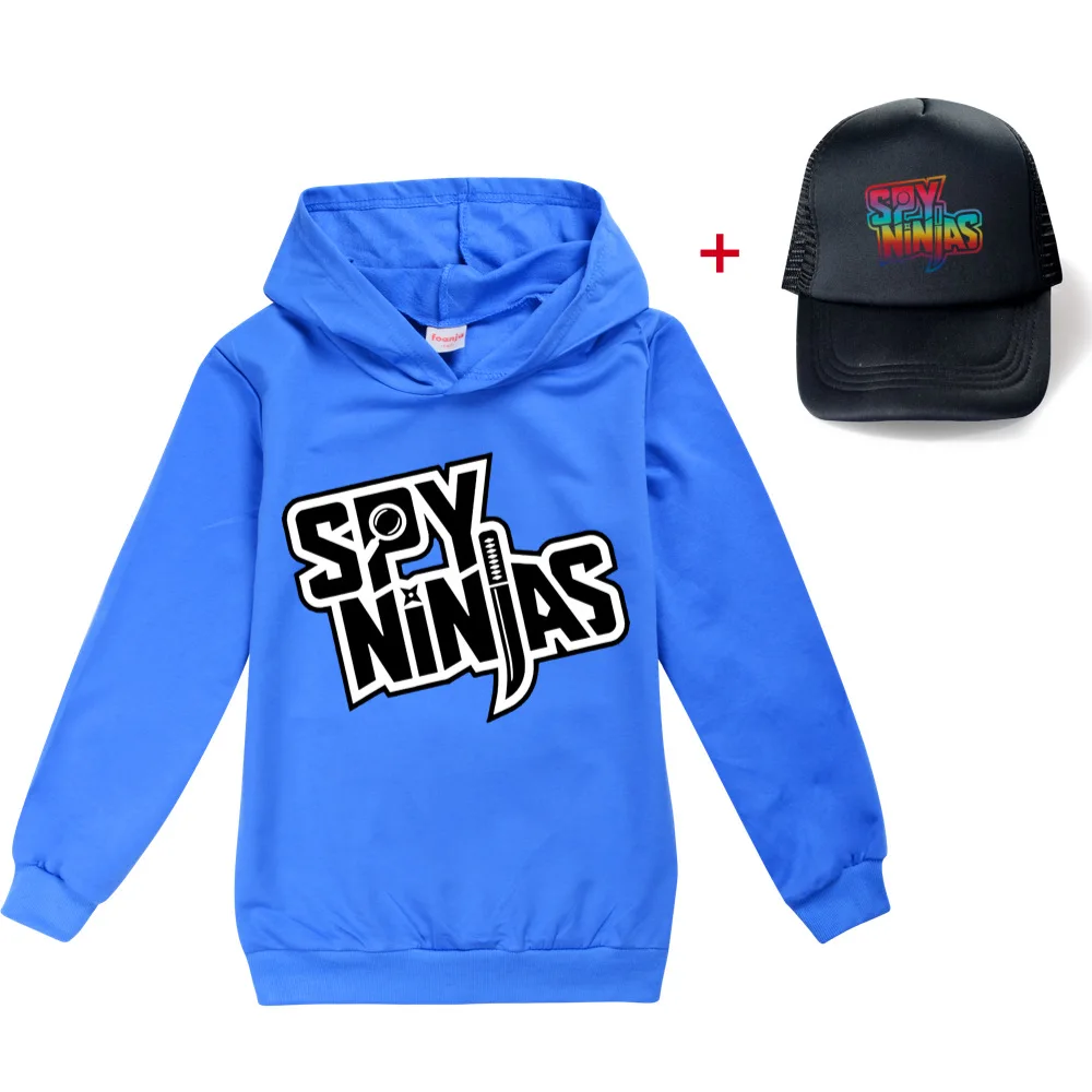 

New Spy Ninjas Casual Costume Hoodies Pullover Children Clothing Boys Girls Sweater+Sun hat Teenager Top For Kids