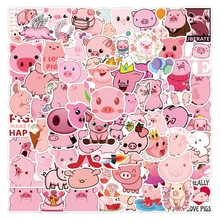 

50/100PCs Cartoon Pink Piggy Cute Anime Stickers Waterproof Notebook Cup Luggage Mobile Phone Decoration Graffiti Stickers Toys