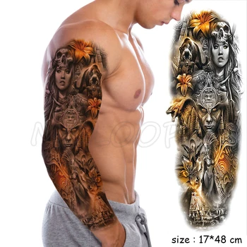 

Full Arm Waterproof Temporary Tattoo Sticker snake gold flower skull totem hat Fake Tatoo Stickers Flash Tatto To Man Woman 03