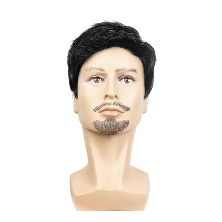 100% 레미 인모 숏 스트레이트 남성 가발 (앞머리 포함) 자연스러운 브라질리언..