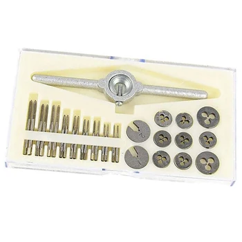 

31Pcs M1-M2.5 Metric Tap And Die Set Mini NC Screw Thread Plugs Taps HSS Steel Hand Screw Tap Die Wrench Set