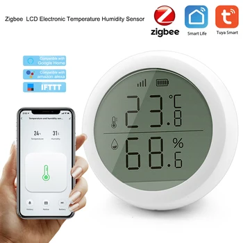 

Tuya Zigbee Smart LCD Electronic Temperature Humidity Sensor Digital Thermometer Hygrometer Weather intelligent linkage