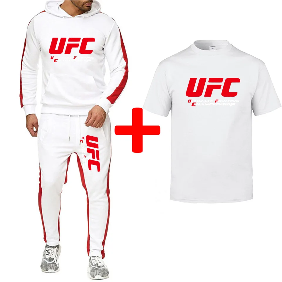 

UFC Ultimate Fighting Game Sports Casual Sweatshirt + Athletic Pants + T-shirt 3 Pieces Fleece Hoodie Set