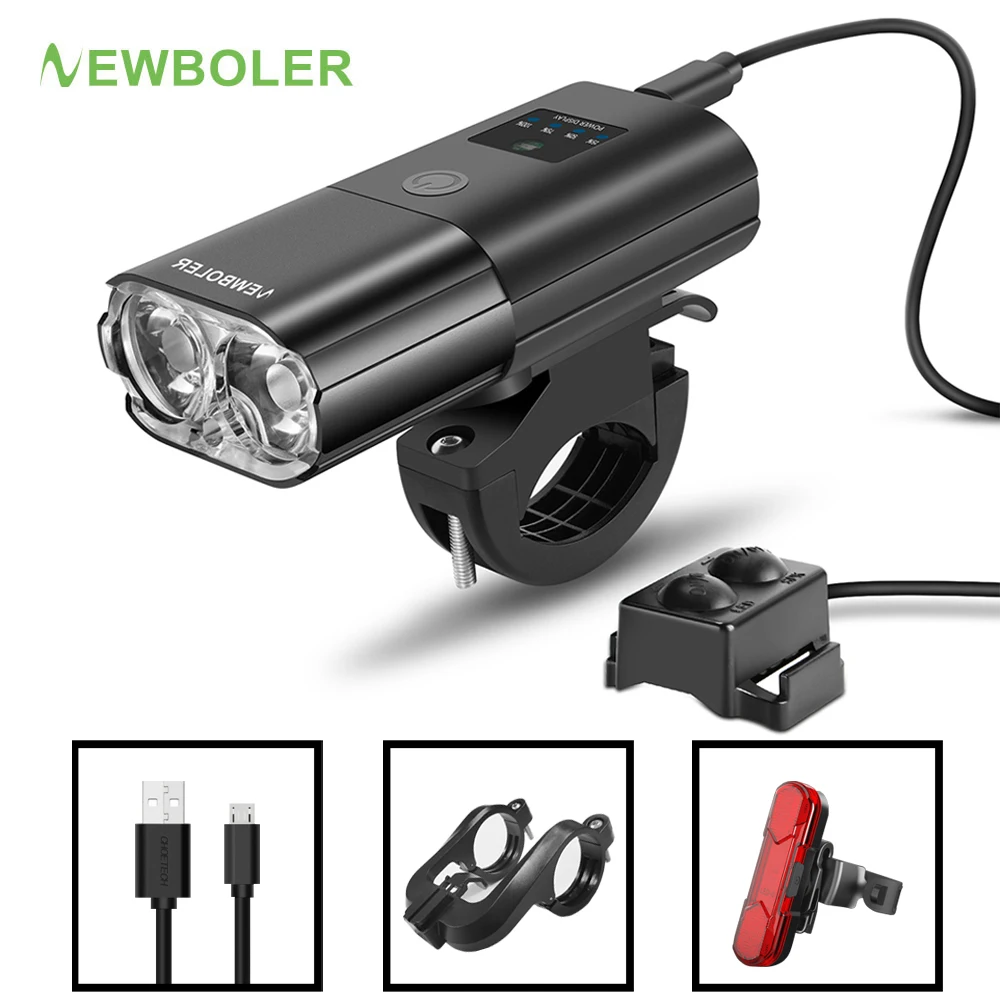 NEWBOLER Smart Bicycle Light 1800 Lumen USB Rechargeable Bike Headlight