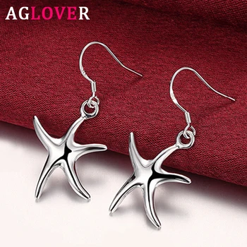 

AGLOVER 39MM 925 Sterling Silver Starfish Drop Earrings For Woman Wedding Engagement Jewelry Christmas Gift Party