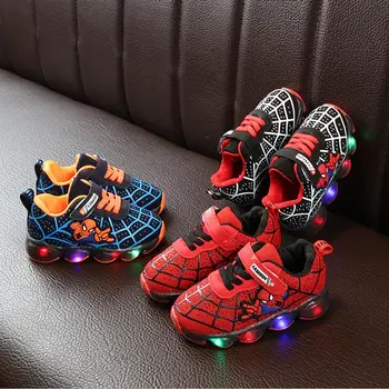 

Boys Sneaker Girls Spiderman Kids Led Shoes With Lights Sneaker Spring Autumn Shoes Children Toddler Baby Girl Shoes Size 21-36