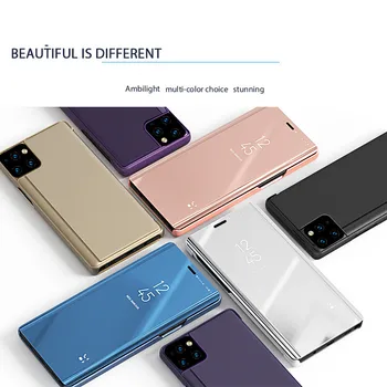 

50pcs/lot Mirror Flip Phone Case For iPhone 11 Pro Max XR XS Max X 7 8 6 6S Plus SE 2 SE2 Wallet Standing Cover