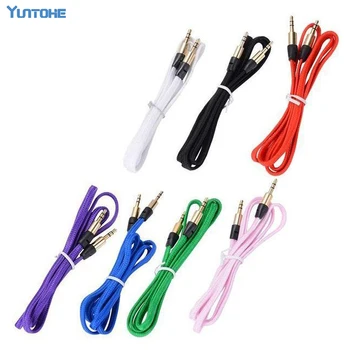 

1M/3FT Strong Flat Braided Fabric Noodle 3.5MM Stereo Jacks Male to Male Gold Plated Audio Cable AUX Auxiliary Cord 500pcs/lot
