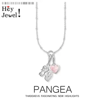 

Charm Necklace Unicorn and Pink Heart,2020 Summer New Fashion Jewelry Europe 925 Sterling Silver Bijoux Romantic Gift For Women